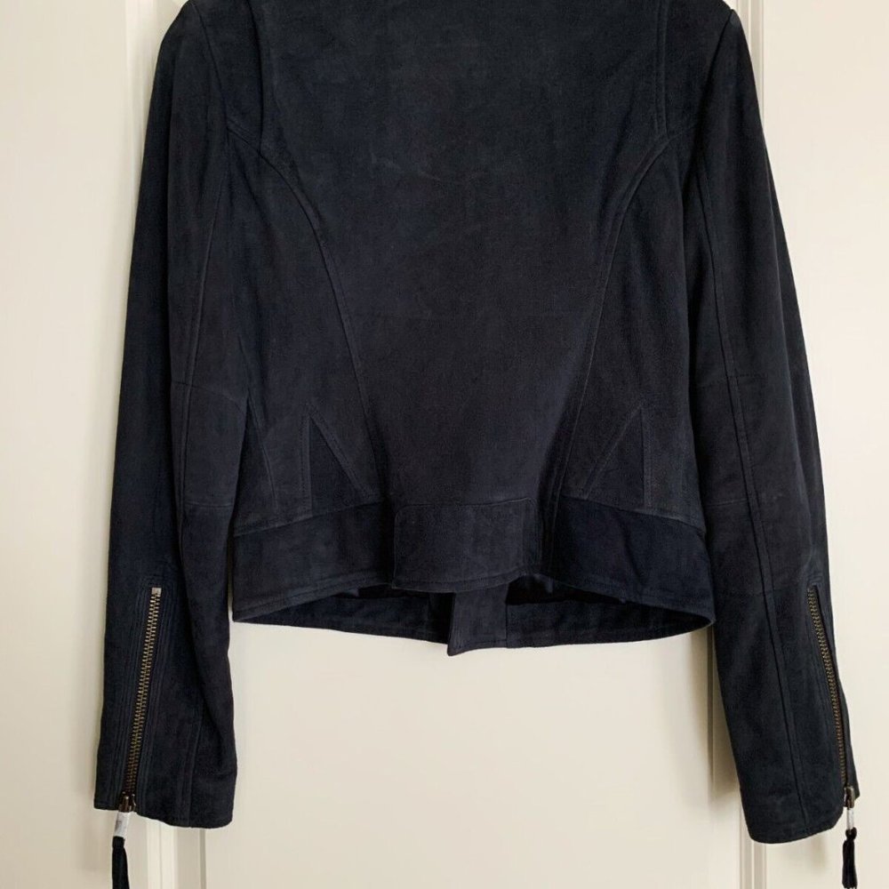 Women's NWT Joie Ailey Leather Suede Moto Jacket in Dark Navy - Picture 6 of 7